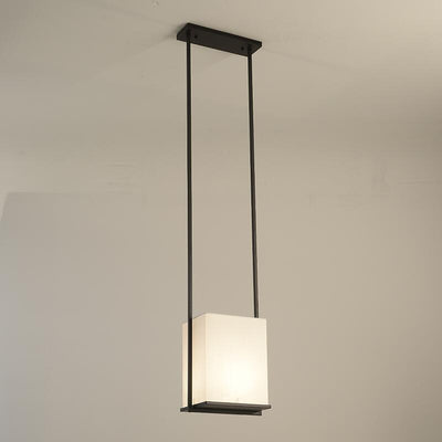 Lámpara colgante moderna minimalista de rectángulo de hierro y tela de 1 luz para dormitorio 