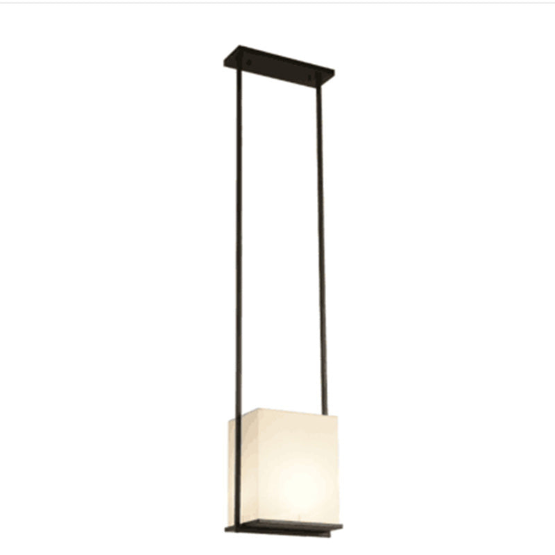 Lámpara colgante moderna minimalista de rectángulo de hierro y tela de 1 luz para dormitorio 