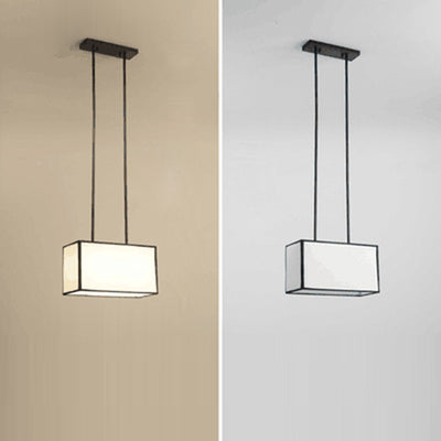 Lámpara colgante moderna minimalista de rectángulo de hierro y tela de 1 luz para dormitorio 