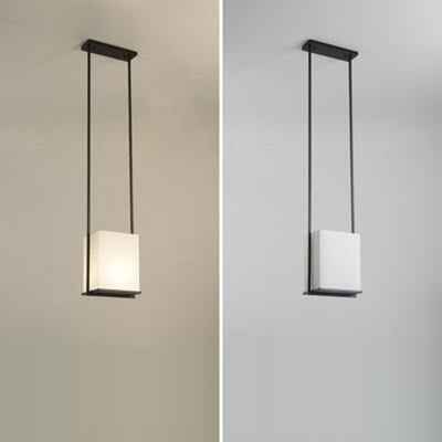 Lámpara colgante moderna minimalista de rectángulo de hierro y tela de 1 luz para dormitorio 