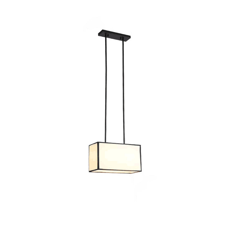 Lámpara colgante moderna minimalista de rectángulo de hierro y tela de 1 luz para dormitorio 