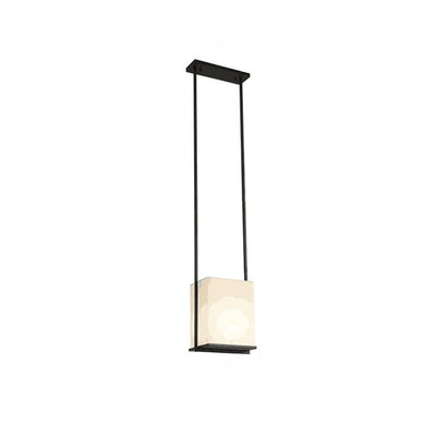 Lámpara colgante moderna minimalista de rectángulo de hierro y tela de 1 luz para dormitorio 