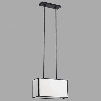Lámpara colgante moderna minimalista de rectángulo de hierro y tela de 1 luz para dormitorio 