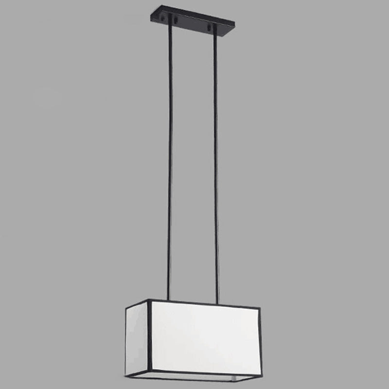 Lámpara colgante moderna minimalista de rectángulo de hierro y tela de 1 luz para dormitorio 