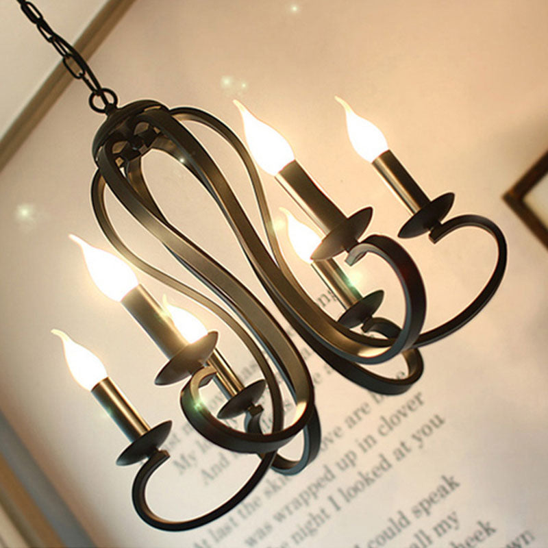 Lustre moderne minimaliste à 6 lumières en verre et fer rond à pétales pour salon 