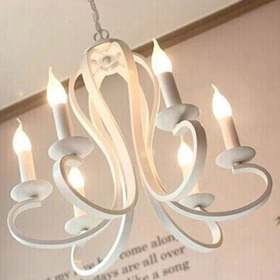 Lustre moderne minimaliste à 6 lumières en verre et fer rond à pétales pour salon 