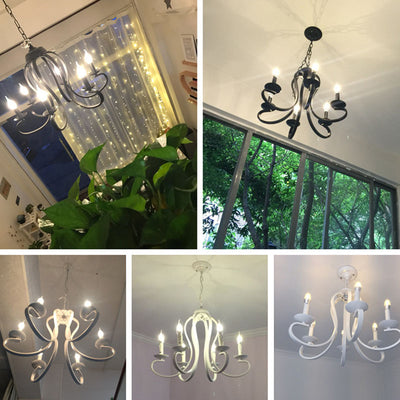 Lustre moderne minimaliste à 6 lumières en verre et fer rond à pétales pour salon 