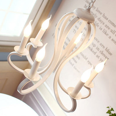 Lustre moderne minimaliste à 6 lumières en verre et fer rond à pétales pour salon 