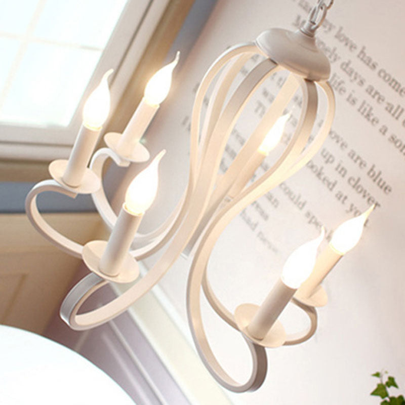 Lustre moderne minimaliste à 6 lumières en verre et fer rond à pétales pour salon 
