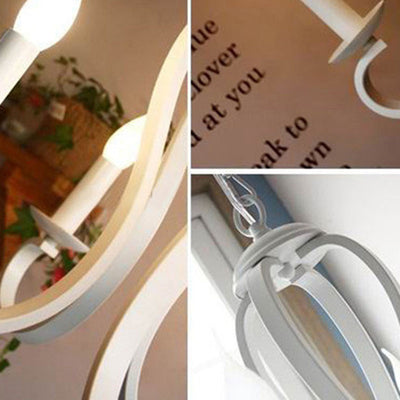 Lustre moderne minimaliste à 6 lumières en verre et fer rond à pétales pour salon 