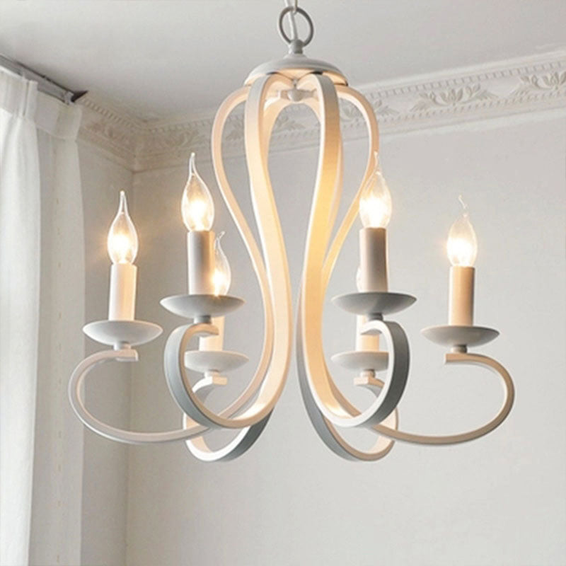 Lustre moderne minimaliste à 6 lumières en verre et fer rond à pétales pour salon 