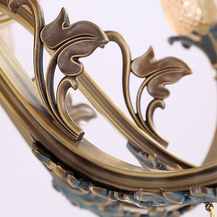 Lustre moderne de luxe en forme de goutte ronde en verre de cuivre avec cristaux 4/6 lumières pour salon 