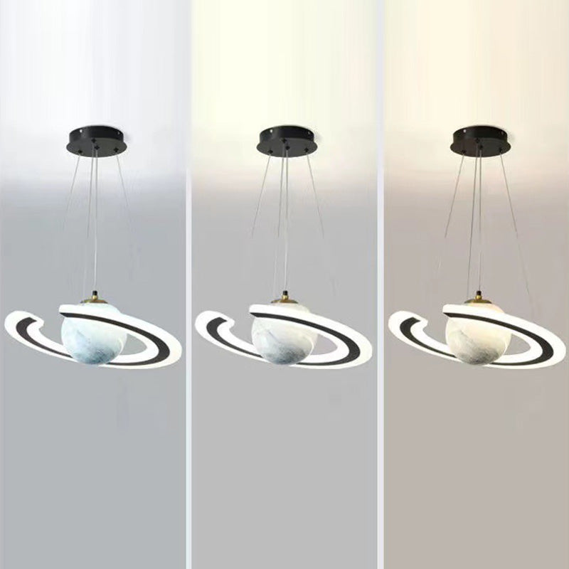 Contemporary Creative Sphere Metal Acrylic Glass LED Pendant Light For Bedroom