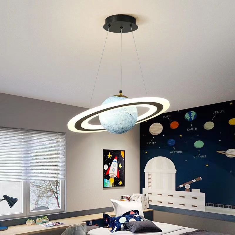 Contemporary Creative Sphere Metal Acrylic Glass LED Pendant Light For Bedroom