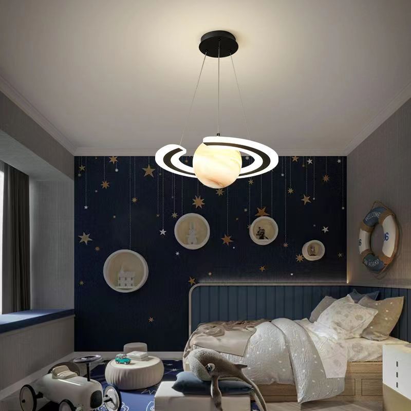 Contemporary Creative Sphere Metal Acrylic Glass LED Pendant Light For Bedroom