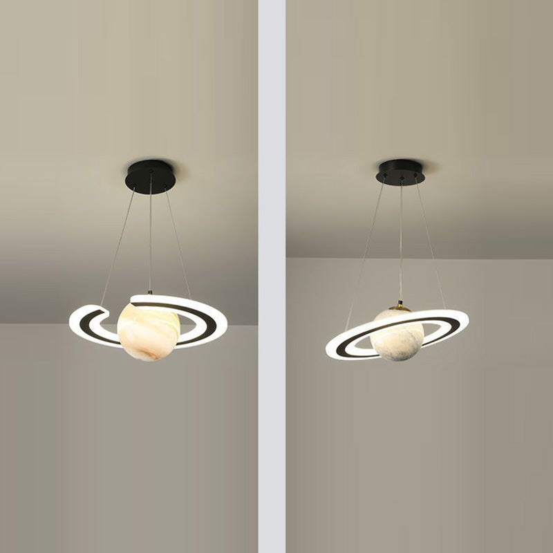 Contemporary Creative Sphere Metal Acrylic Glass LED Pendant Light For Bedroom