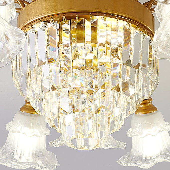 Moderne Luxus Blume Eisen Kristall Glas 3/6/8 Licht Semi-Flush Mount Deckenleuchte für Wohnzimmer 
