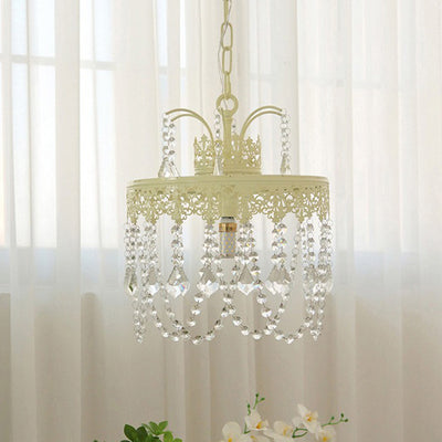 Lustre moderne rond en fer et verre cristal 1 lumière pour chambre 