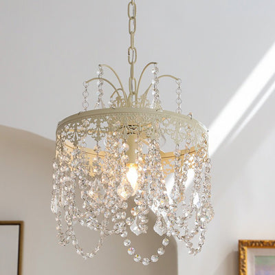 Lustre moderne rond en fer et verre cristal 1 lumière pour chambre 
