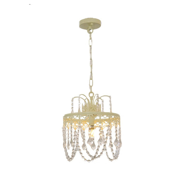 Lustre moderne rond en fer et verre cristal 1 lumière pour chambre 