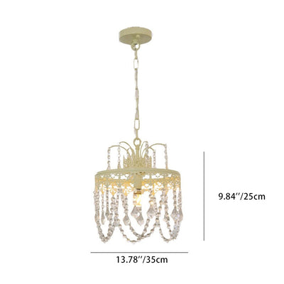 Lustre moderne rond en fer et verre cristal 1 lumière pour chambre 