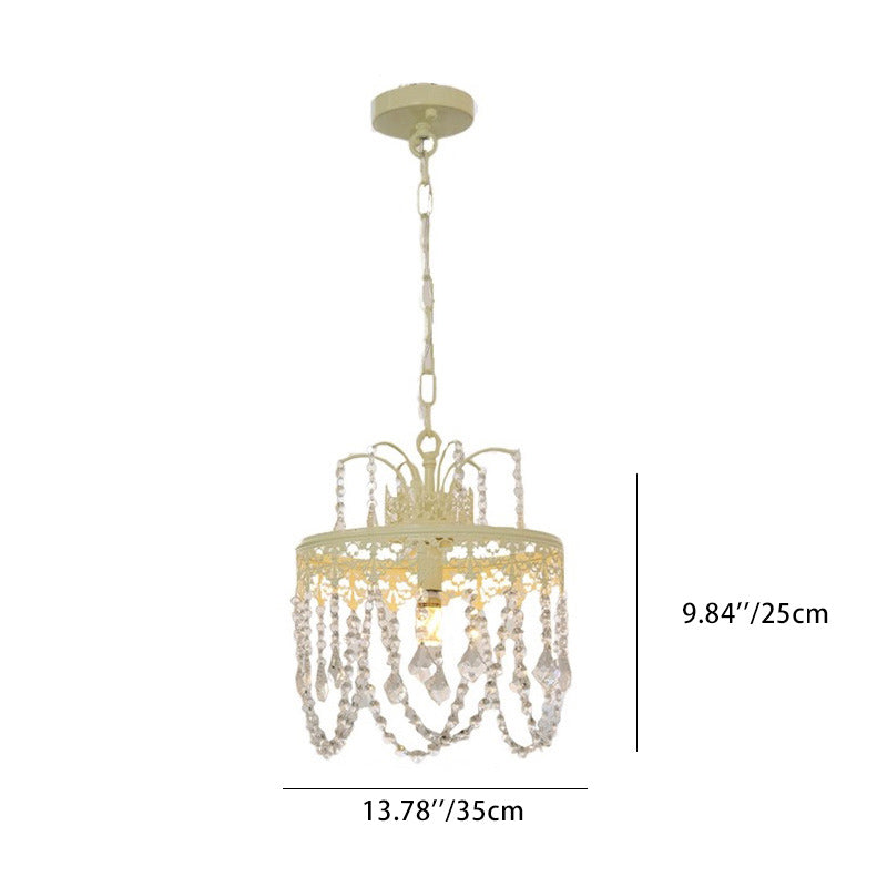 Lustre moderne rond en fer et verre cristal 1 lumière pour chambre 