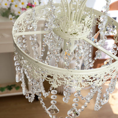 Lustre moderne rond en fer et verre cristal 1 lumière pour chambre 