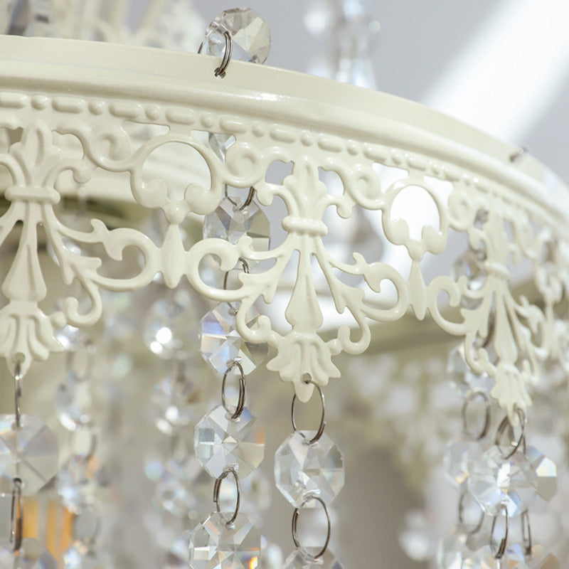 Lustre moderne rond en fer et verre cristal 1 lumière pour chambre 