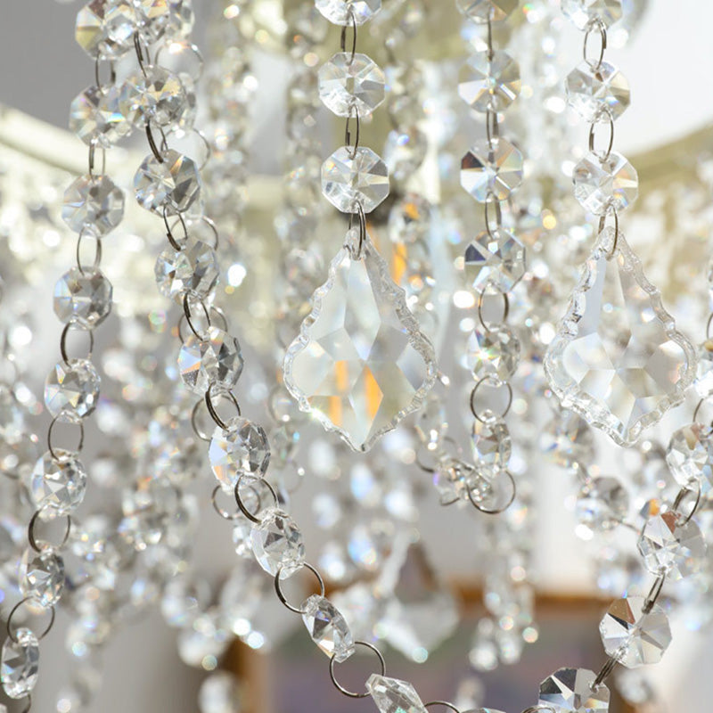 Lustre moderne rond en fer et verre cristal 1 lumière pour chambre 