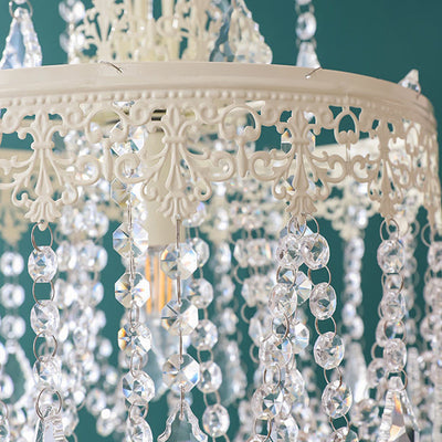 Lustre moderne rond en fer et verre cristal 1 lumière pour chambre 