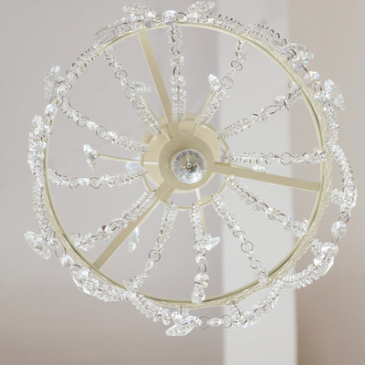 Lustre moderne rond en fer et verre cristal 1 lumière pour chambre 