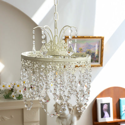 Lustre moderne rond en fer et verre cristal 1 lumière pour chambre 