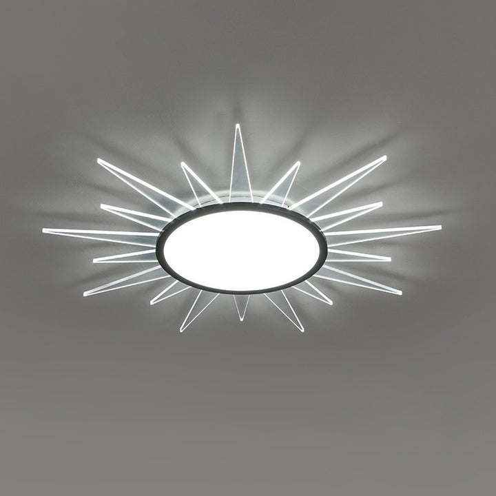 Modern Minimalist Sun Round Aluminum Acrylic LED Flush Mount Ceiling Light For Bedroom