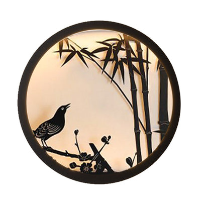 Traditionelle chinesische runde Edelstahl-Acryl-LED-Wandleuchte für den Garten 