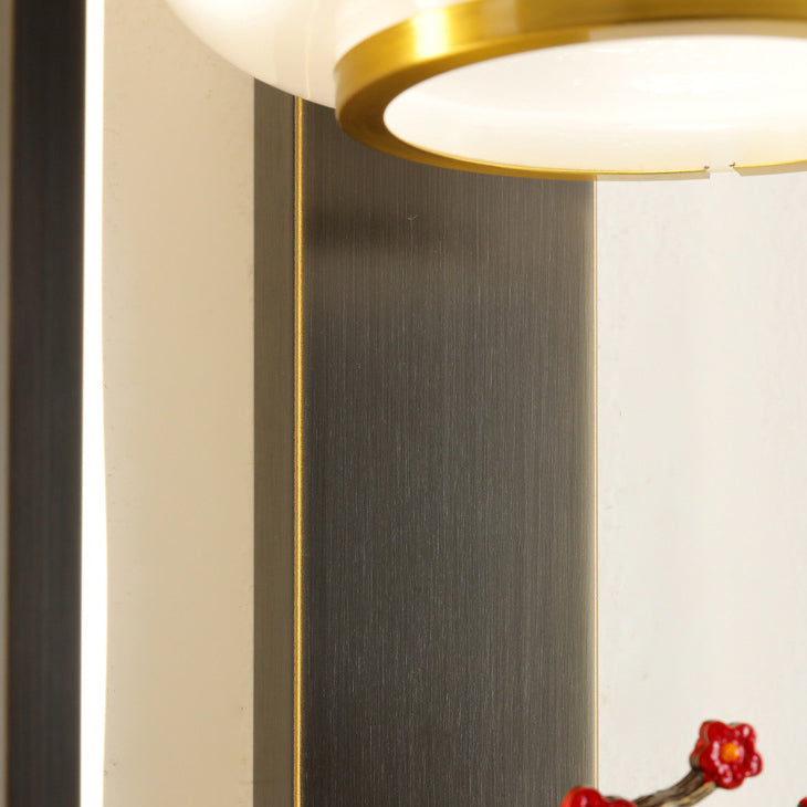 Traditionelle Chinesische Elch Zylinder Kupfer Jade Glas LED Wand Leuchte Lampe Für Wohnzimmer 