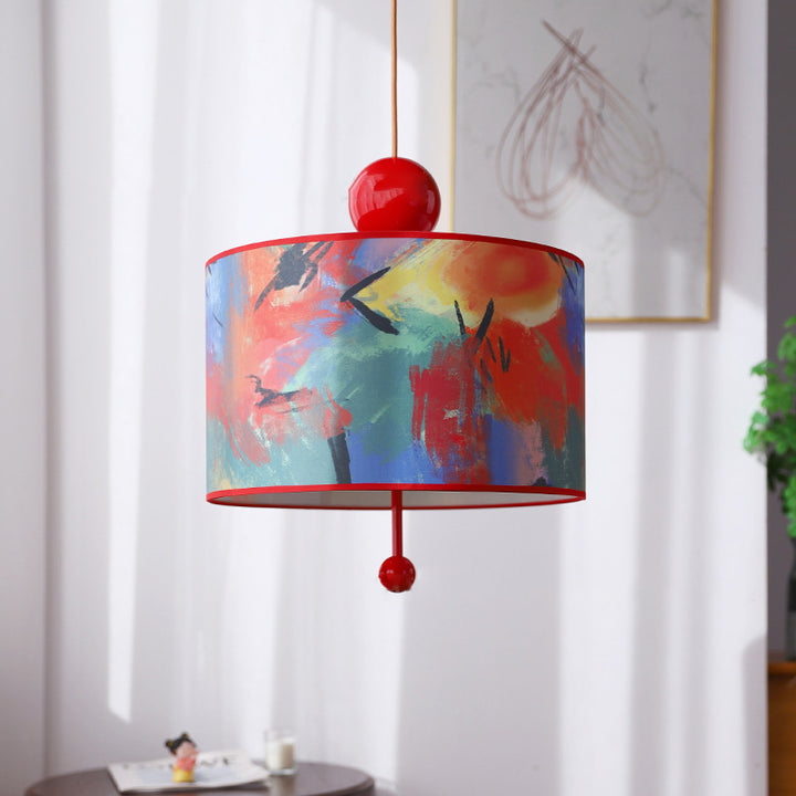 Suspension Luminaire 3 Lumières en Tissu Fer Vintage Traditionnel pour Chambre 