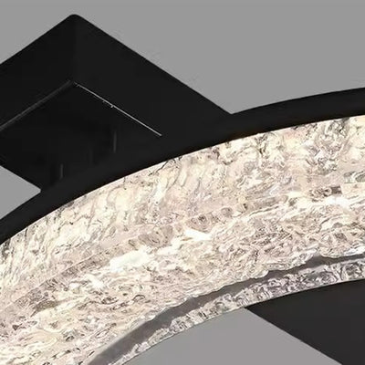Modern Luxury Circle Brass Resin LED Semi-Flush Mount Ceiling Light For Bedroom