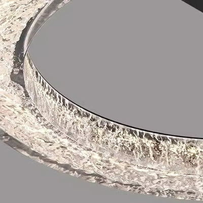 Modern Luxury Circle Brass Resin LED Semi-Flush Mount Ceiling Light For Bedroom