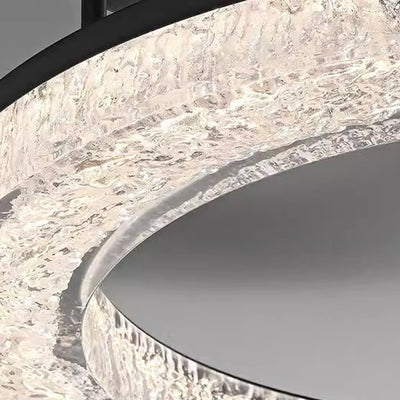 Modern Luxury Circle Brass Resin LED Semi-Flush Mount Ceiling Light For Bedroom