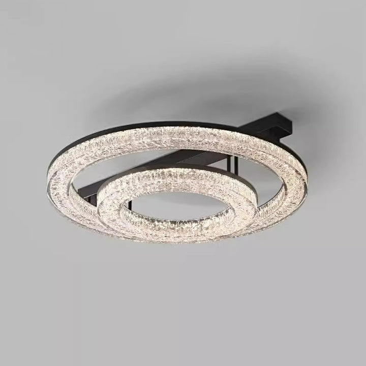 Modern Luxury Circle Brass Resin LED Semi-Flush Mount Ceiling Light For Bedroom