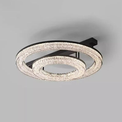 Modern Luxury Circle Brass Resin LED Semi-Flush Mount Ceiling Light For Bedroom