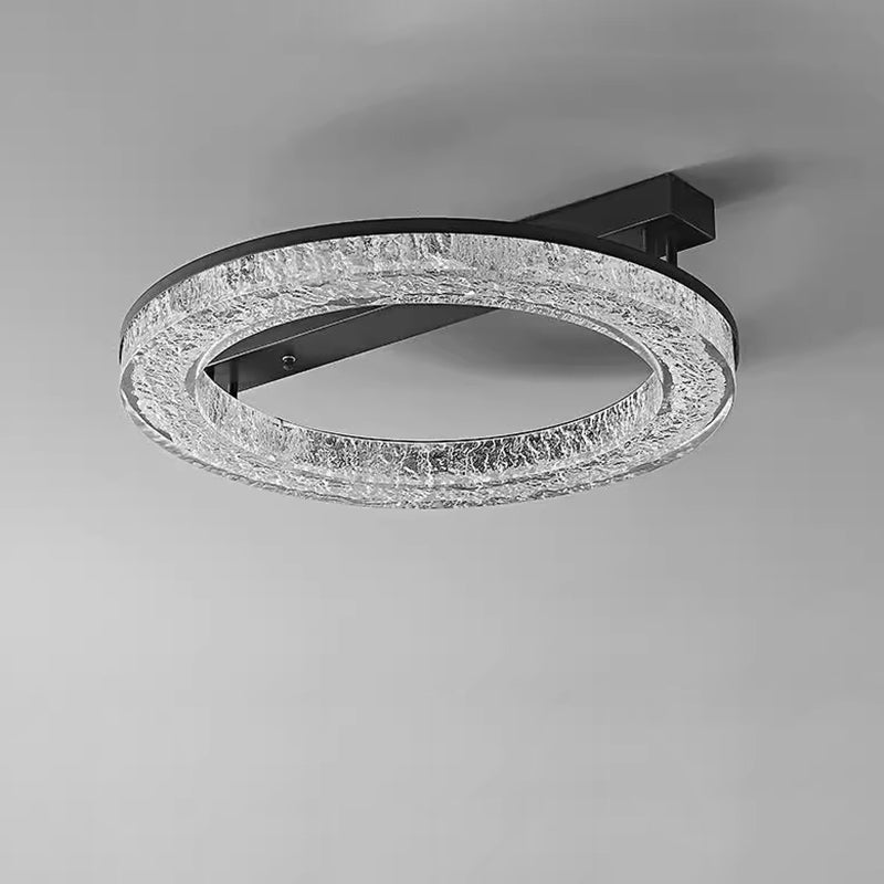 Modern Luxury Circle Brass Resin LED Semi-Flush Mount Ceiling Light For Bedroom