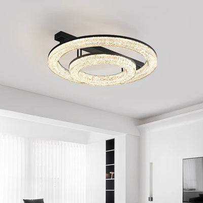 Modern Luxury Circle Brass Resin LED Semi-Flush Mount Ceiling Light For Bedroom