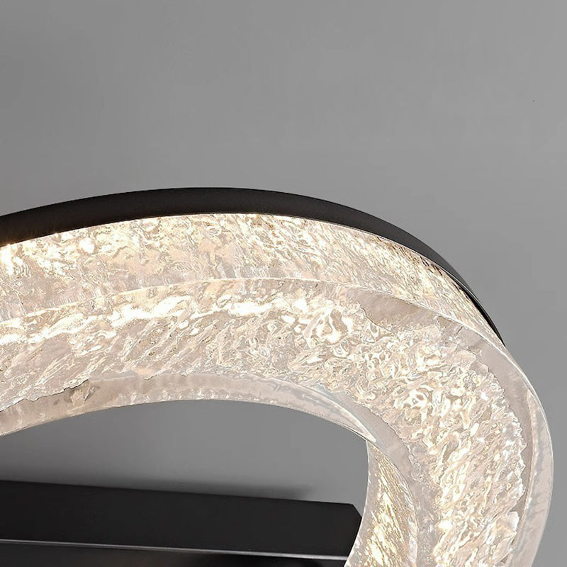Modern Luxury Circle Brass Resin LED Semi-Flush Mount Ceiling Light For Bedroom