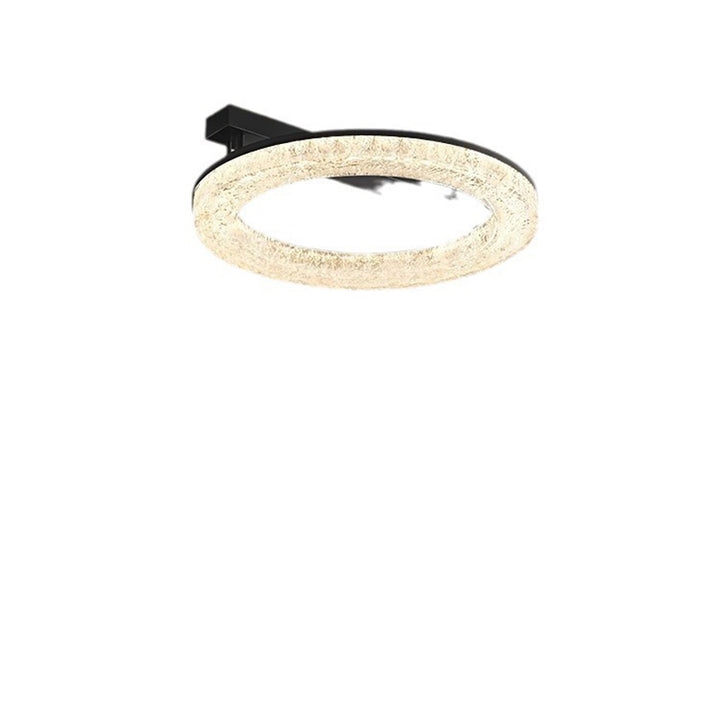 Modern Luxury Circle Brass Resin LED Semi-Flush Mount Ceiling Light For Bedroom