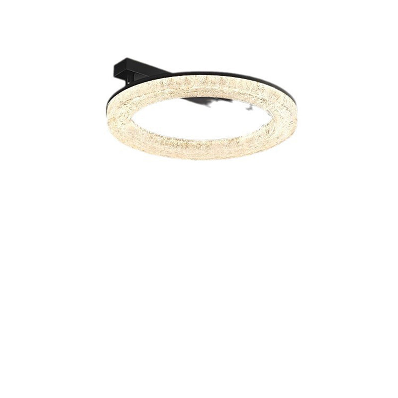 Modern Luxury Circle Brass Resin LED Semi-Flush Mount Ceiling Light For Bedroom
