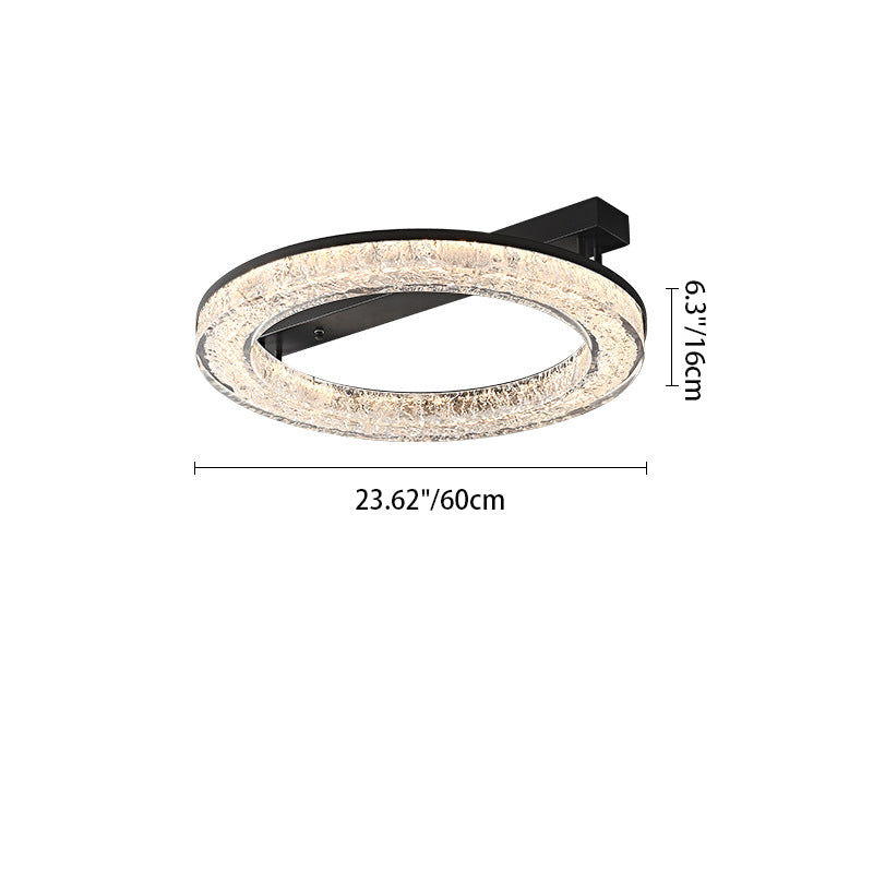 Modern Luxury Circle Brass Resin LED Semi-Flush Mount Ceiling Light For Bedroom