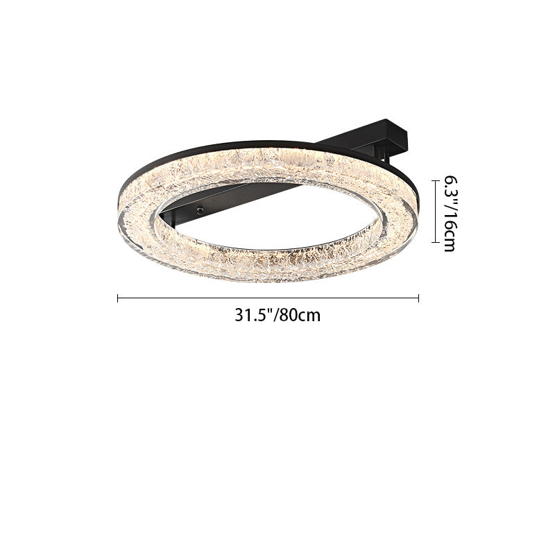 Modern Luxury Circle Brass Resin LED Semi-Flush Mount Ceiling Light For Bedroom