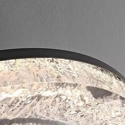 Modern Luxury Circle Brass Resin LED Semi-Flush Mount Ceiling Light For Bedroom