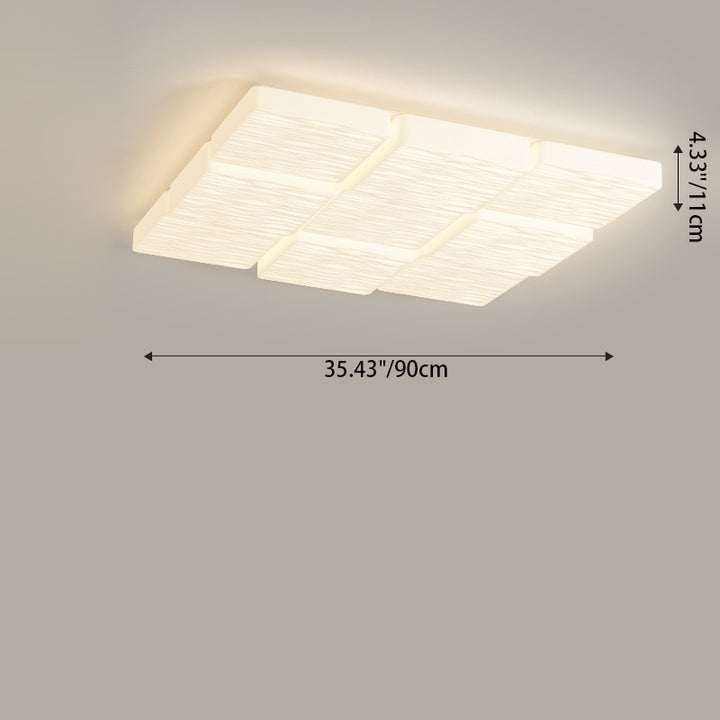 Modern Minimalist Square Plastic Iron LED Flush Mount Ceiling Light For Bedroom